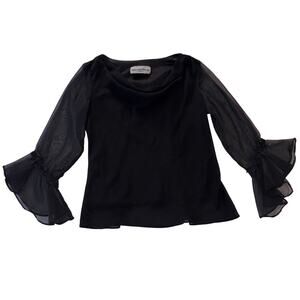VNTG Another Thyme Black Sheer Bell Sleeve Romantic Goth 90s